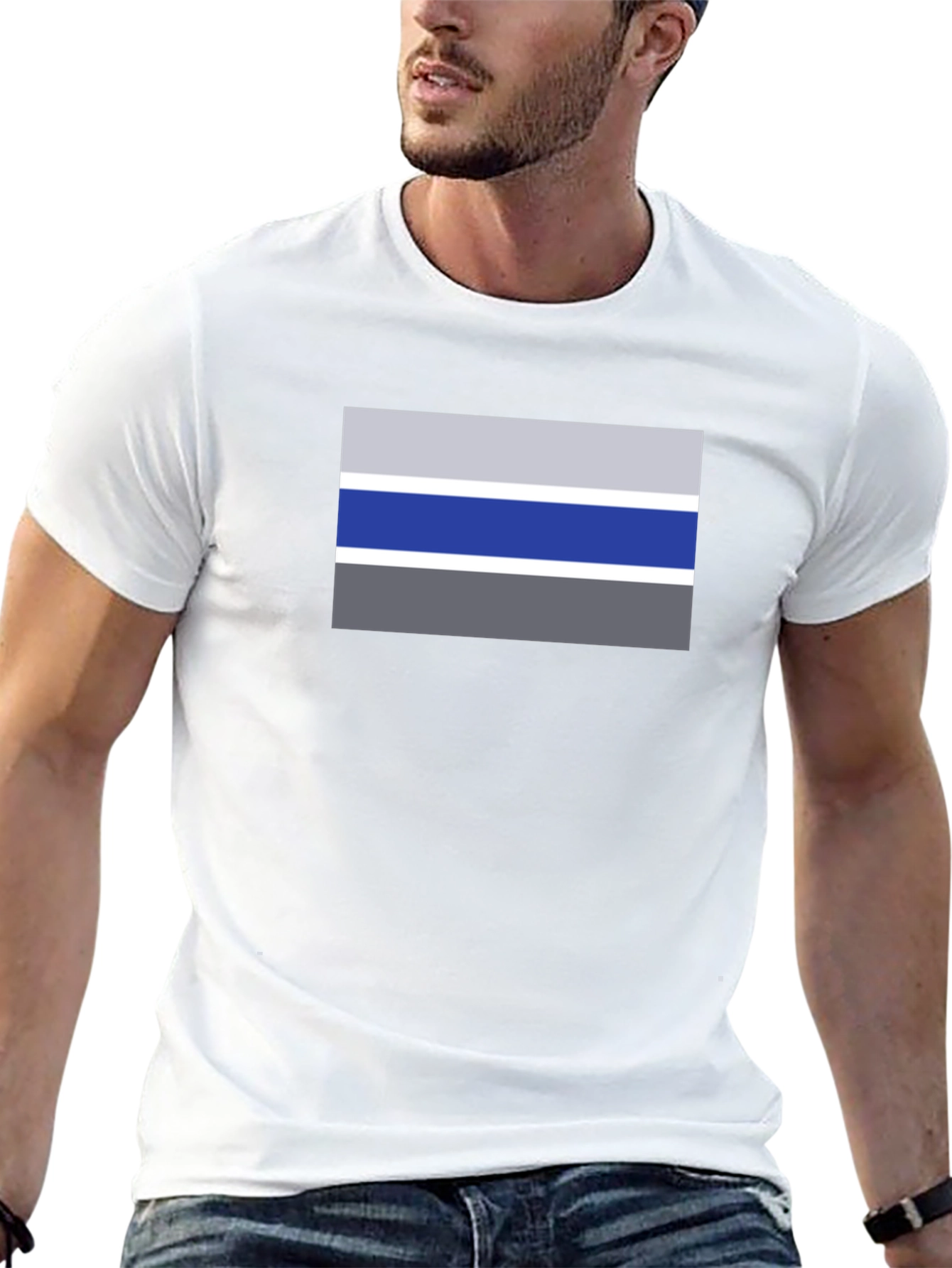 Striped Rectangle Black Tee