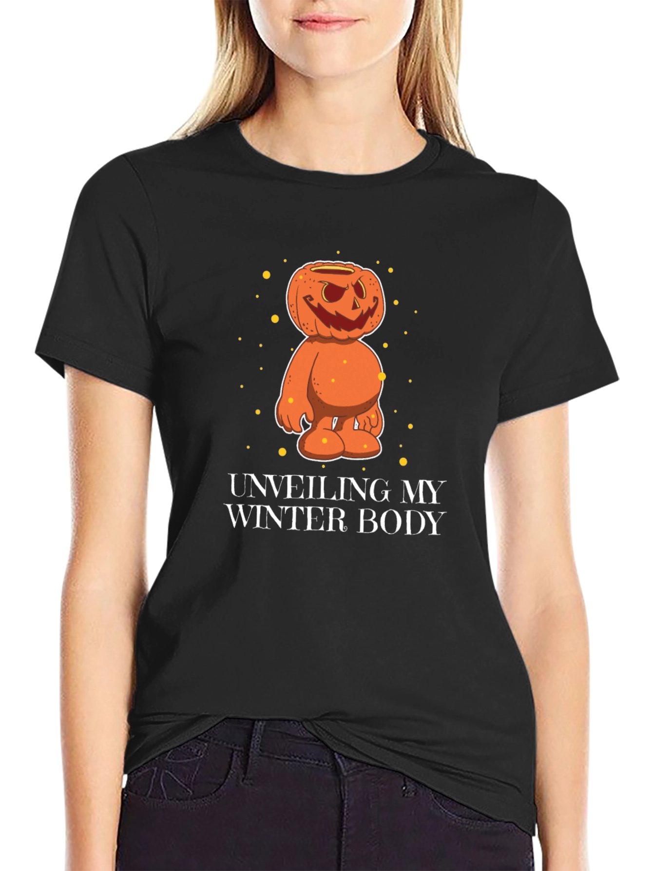 Funny Halloween Pumpkin Winter Body T-Shirt