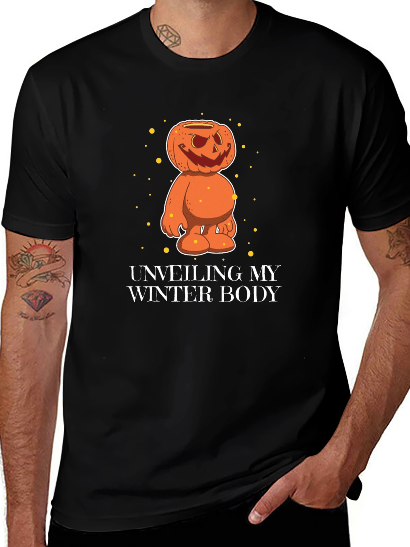 Funny Halloween Pumpkin Winter Body T-Shirt