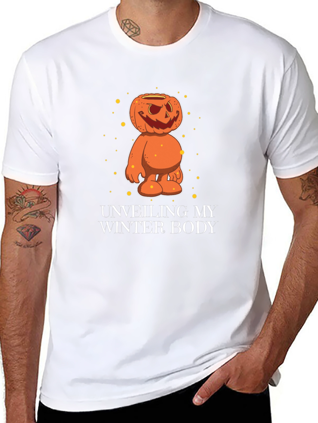 Funny Halloween Pumpkin Winter Body T-Shirt
