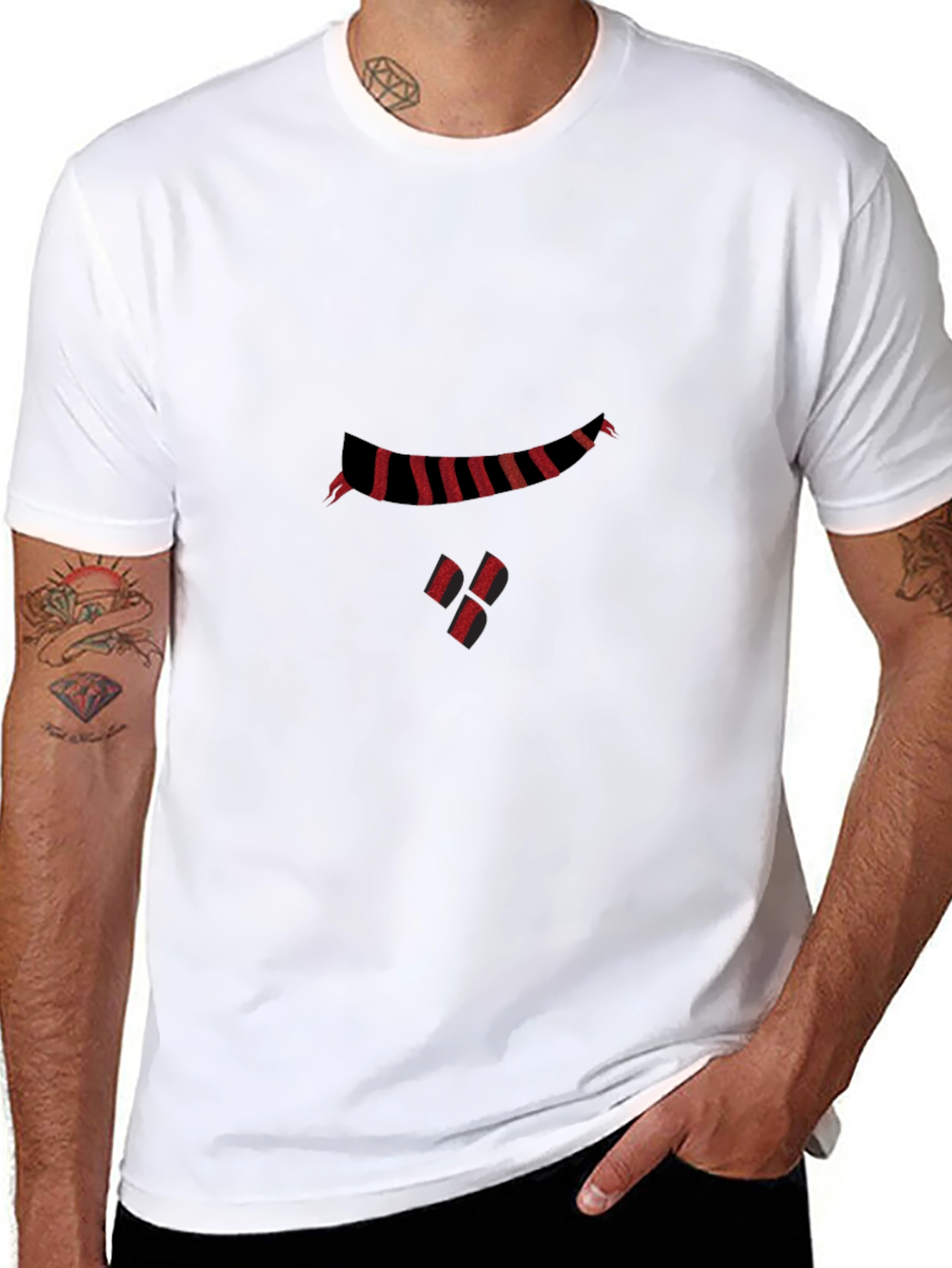 Striped Graphic Black Tee