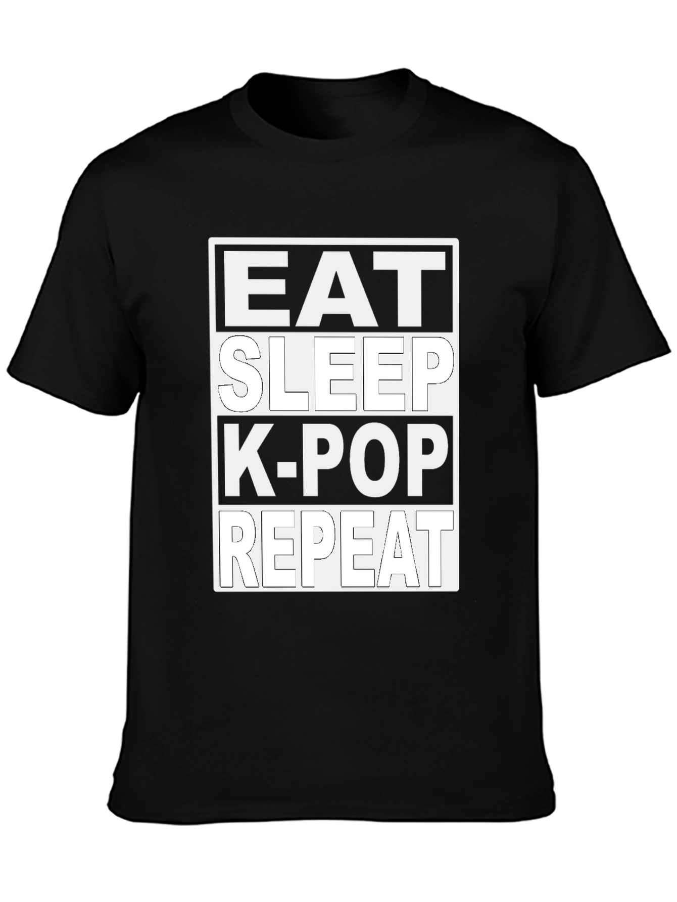 Eat Sleep K-Pop Repeat Black T-Shirt