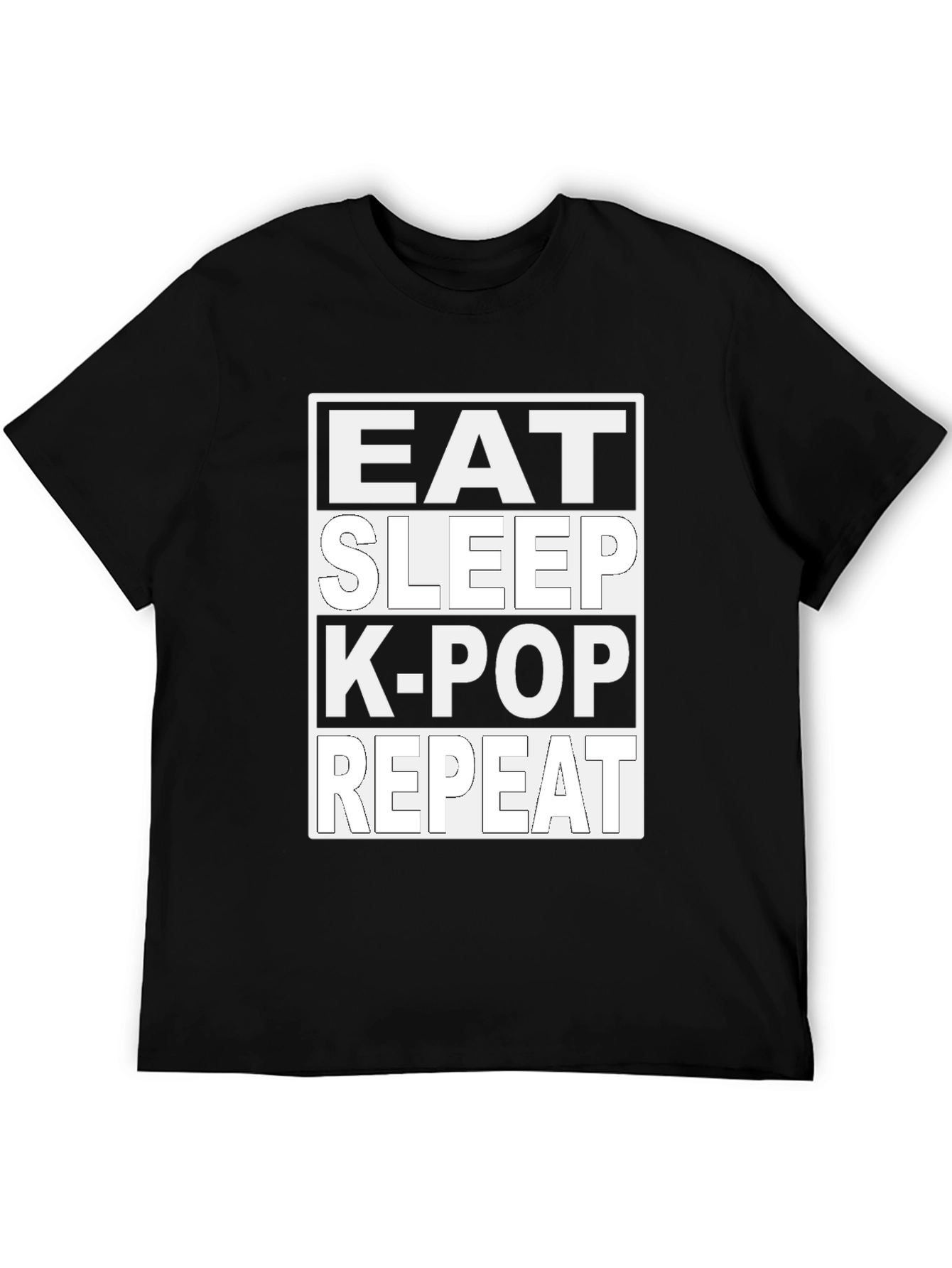 Eat Sleep K-Pop Repeat Black T-Shirt