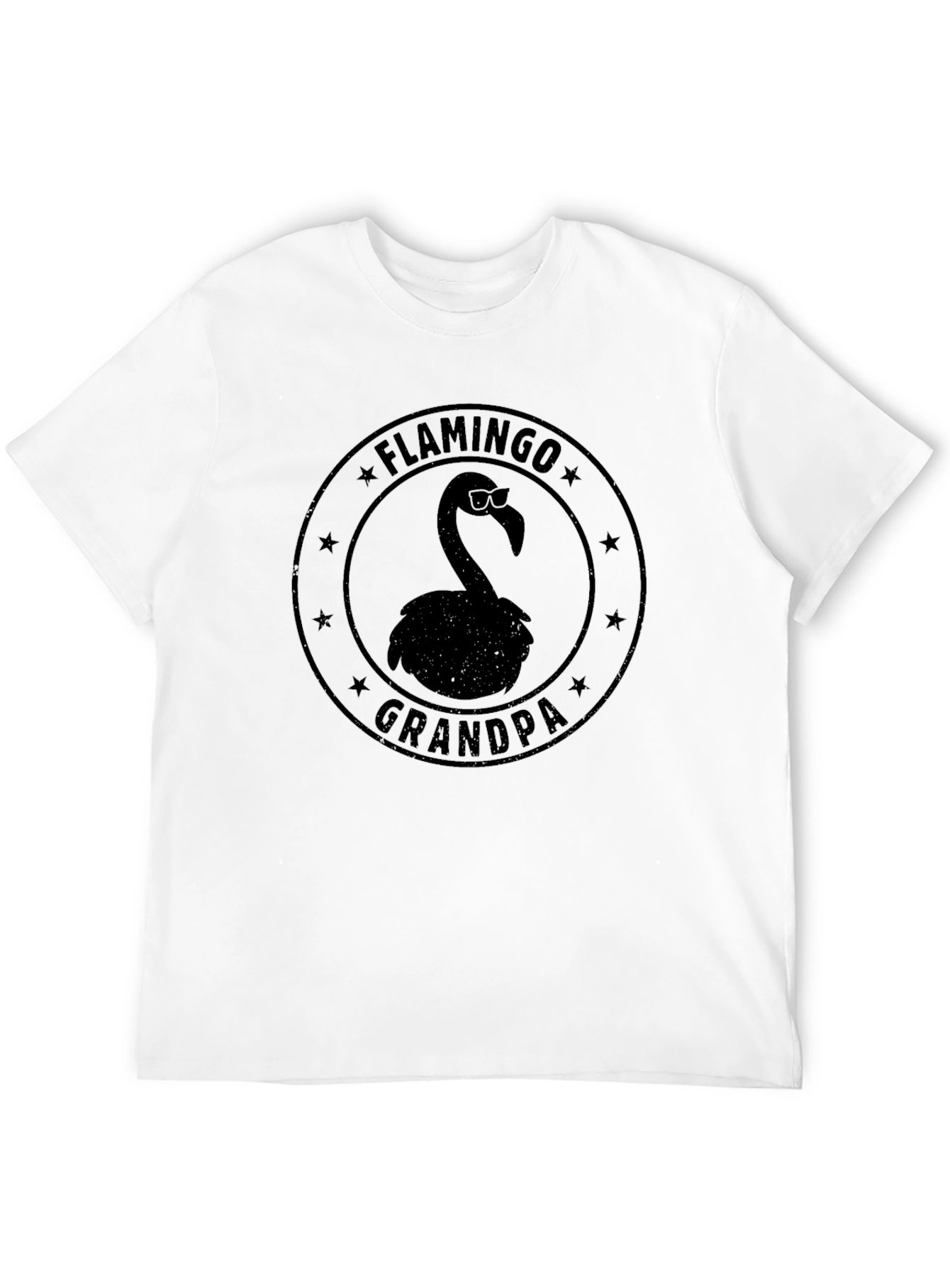 Flamingo Grandpa Black T-Shirt