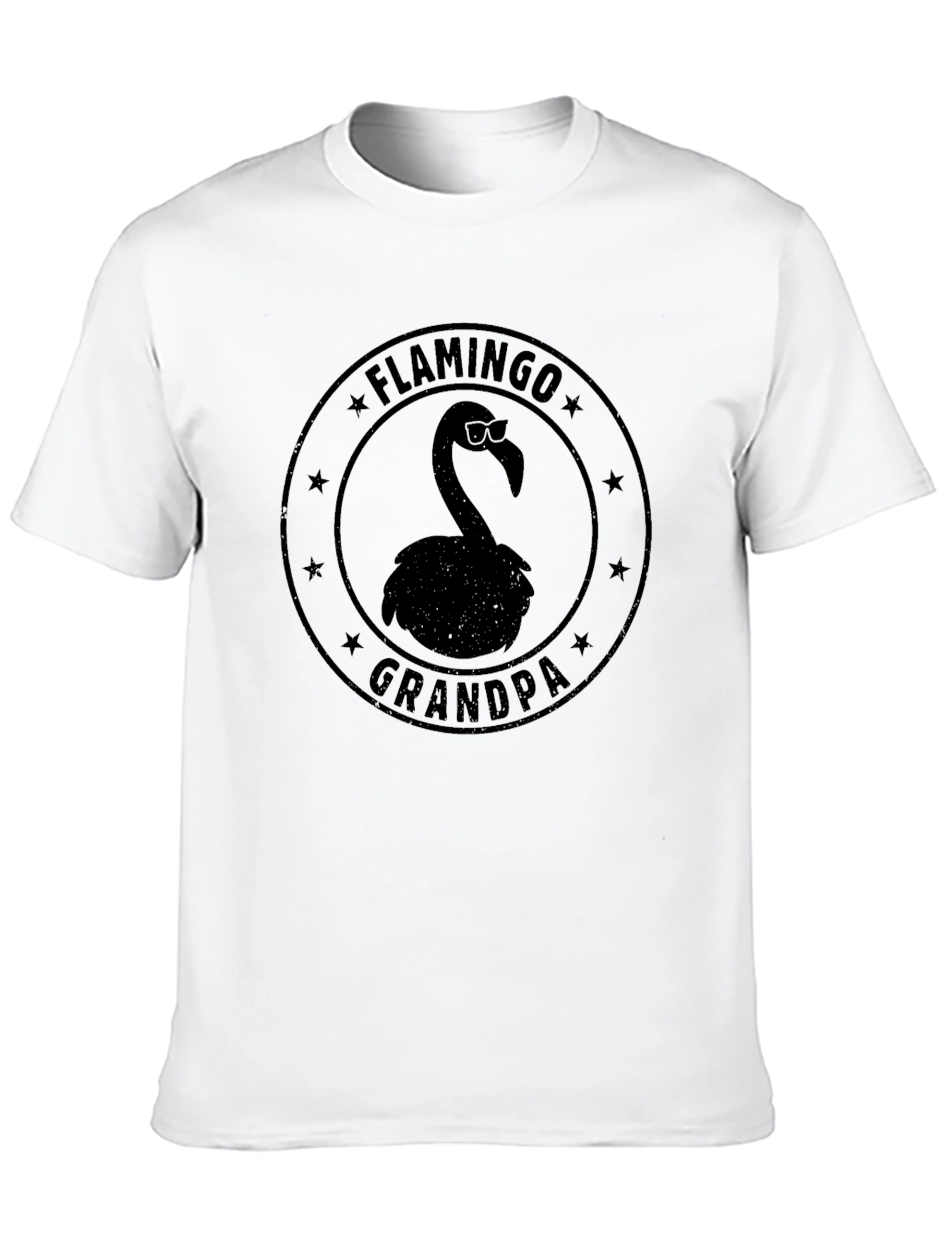 Flamingo Grandpa Black T-Shirt