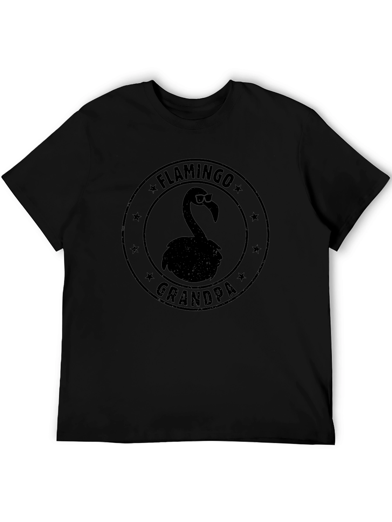 Flamingo Grandpa Black T-Shirt
