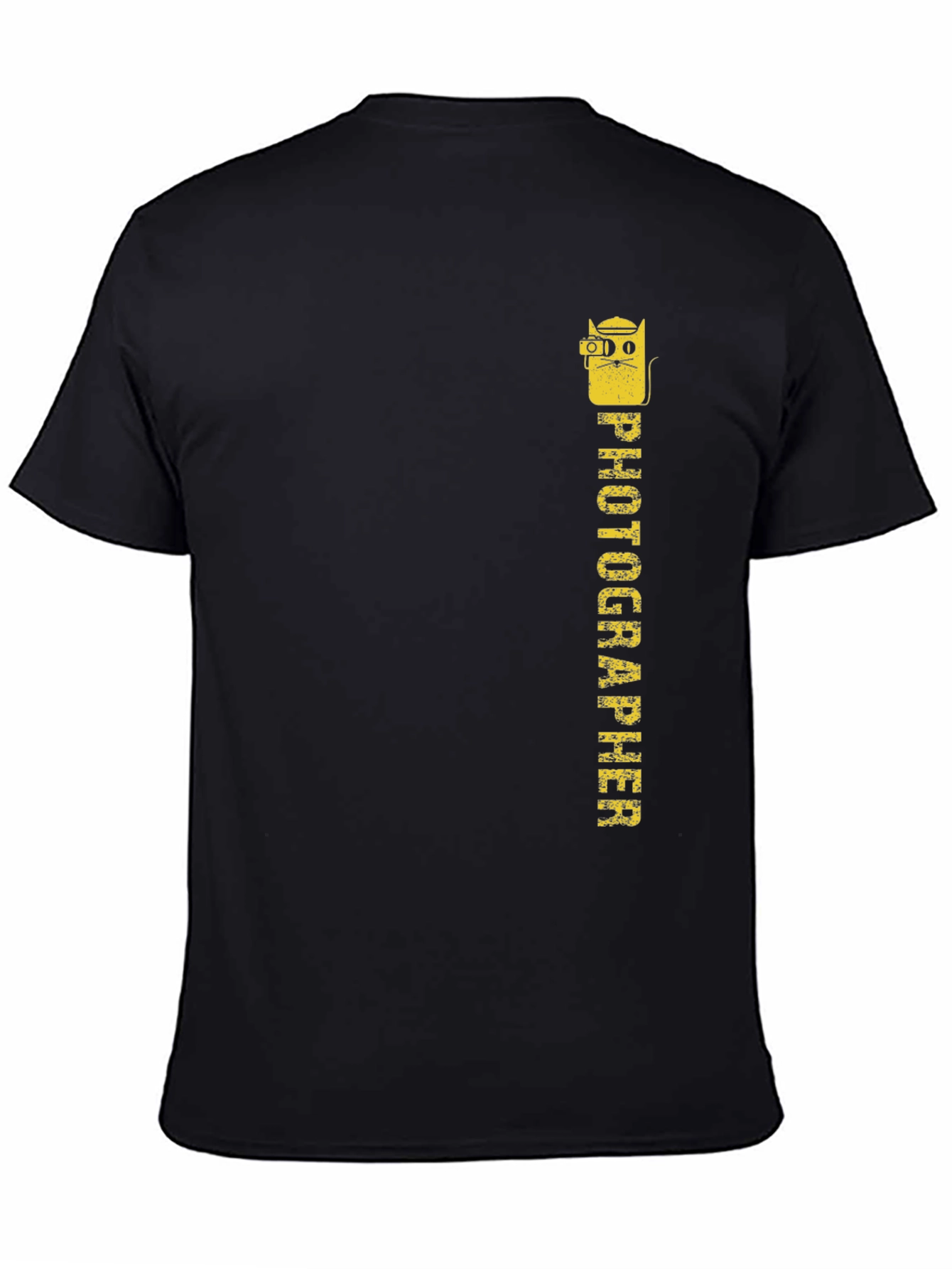 Photographer Cat Graphic Tee - Black Cotton T-Shirt