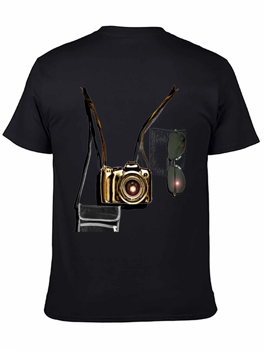 Camera Print Crew Neck Short Sleeve T-Shirt