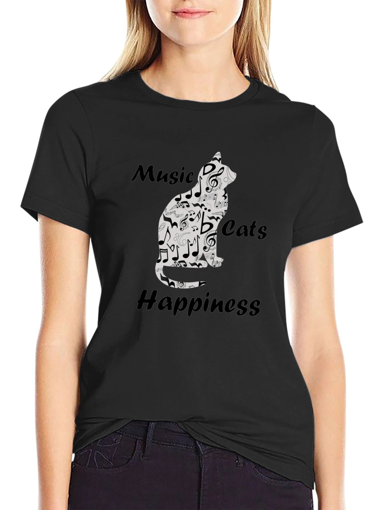 Music Cats Happiness Graphic T-Shirt