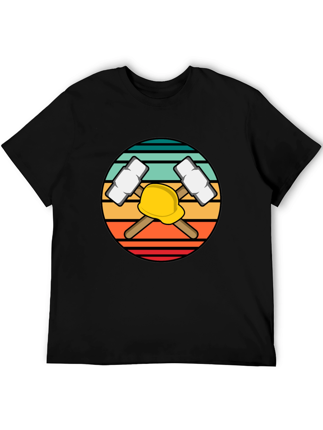 Miner Hard Hat & Pickaxes Graphic Tee - Black