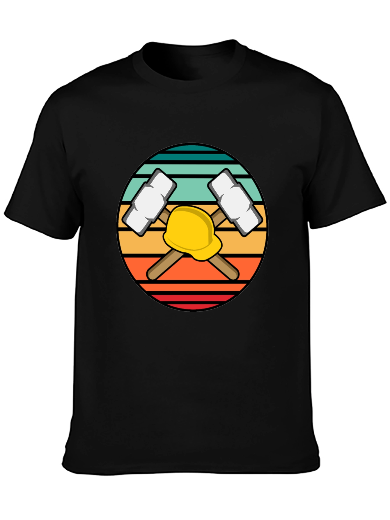 Miner Hard Hat & Pickaxes Graphic Tee - Black
