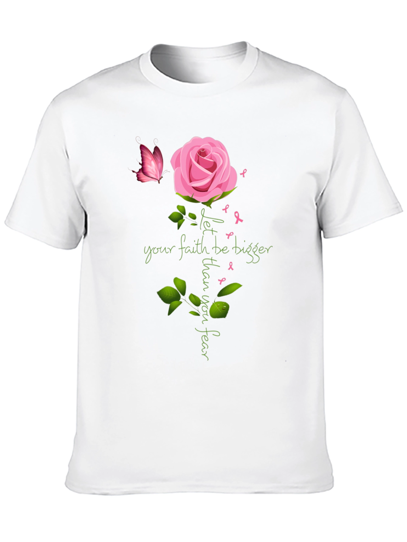 Faith Bigger Than Fear Rose Butterfly T-Shirt