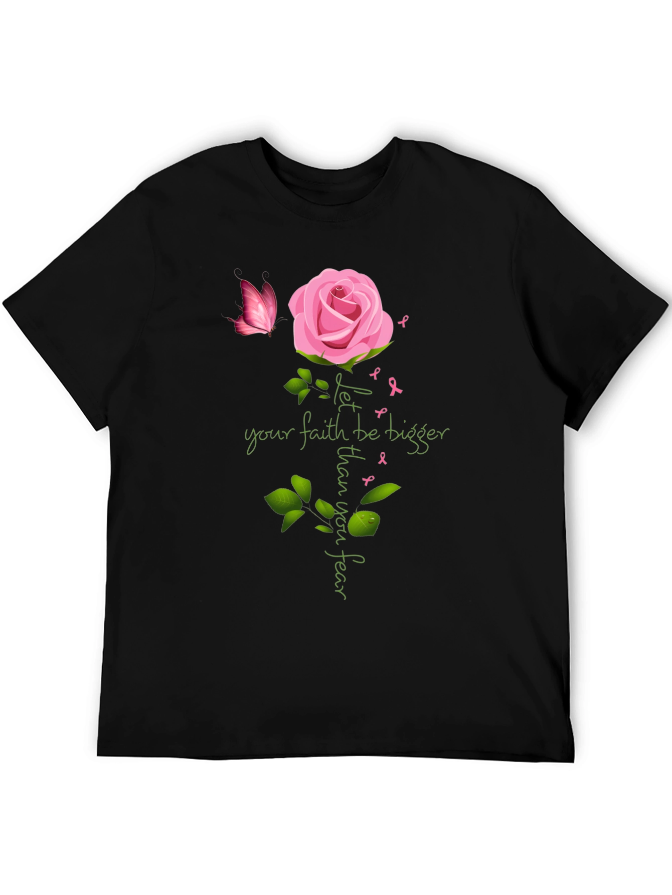Faith Bigger Than Fear Rose Butterfly T-Shirt