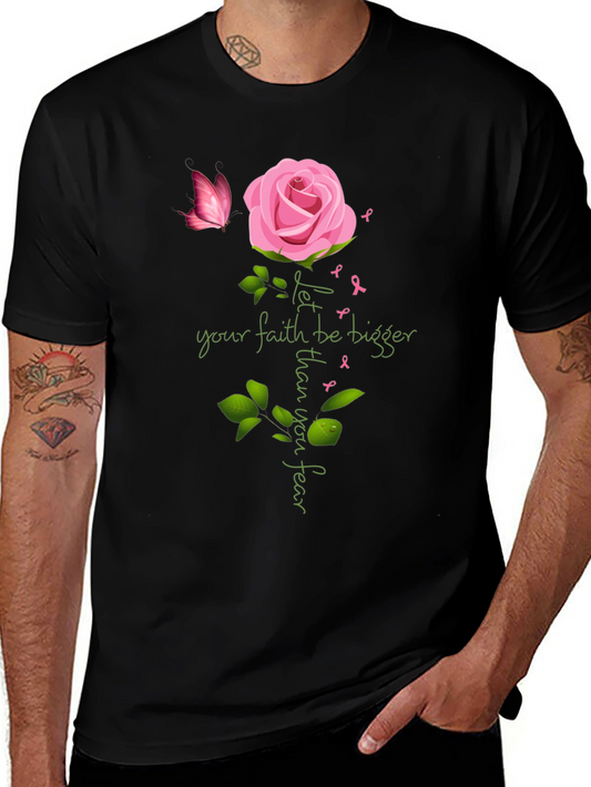 Faith Bigger Than Fear Rose Butterfly T-Shirt