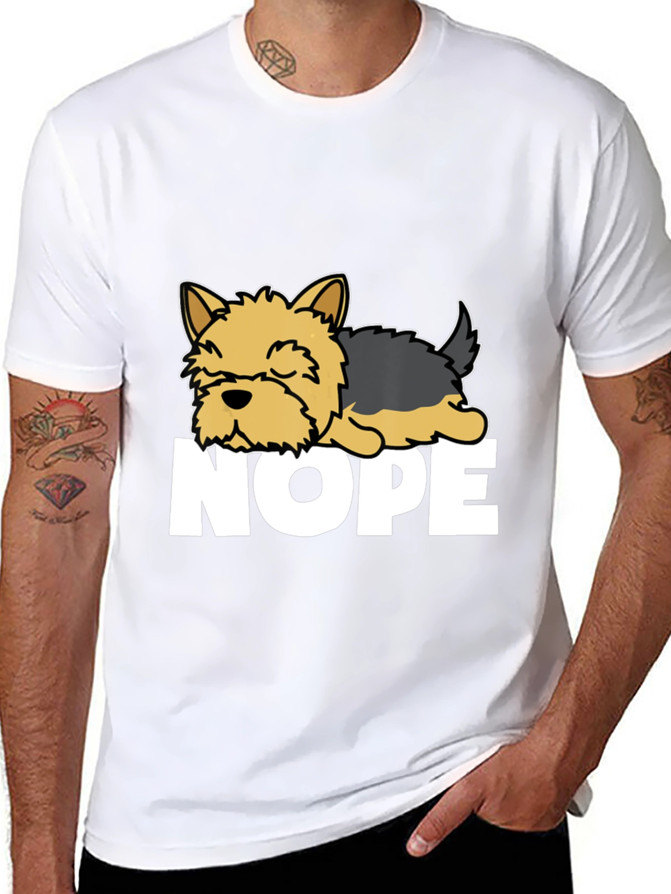 Nope Dog Graphic Tee - Funny Lazy Dog T-Shirt
