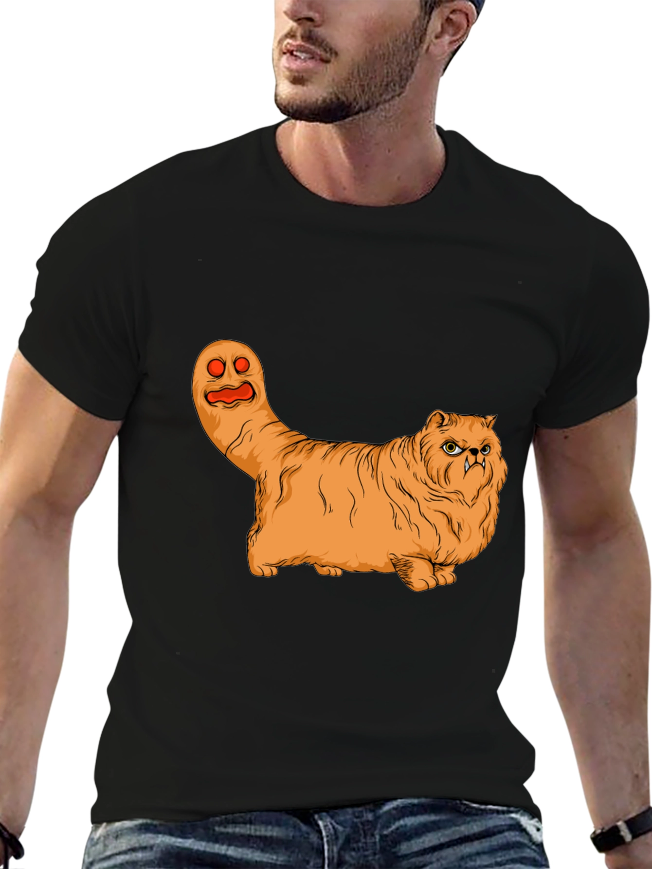 Funny Halloween Cat Ghost Graphic T-Shirt