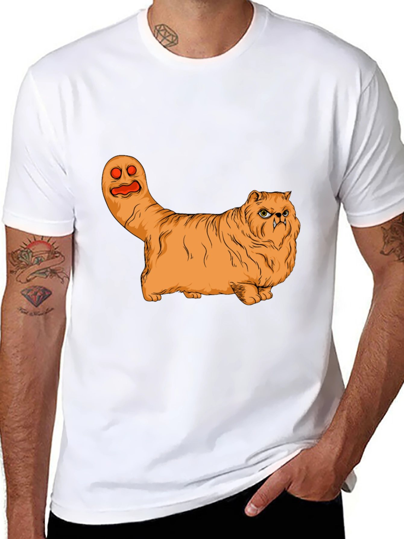 Funny Halloween Cat Ghost Graphic T-Shirt