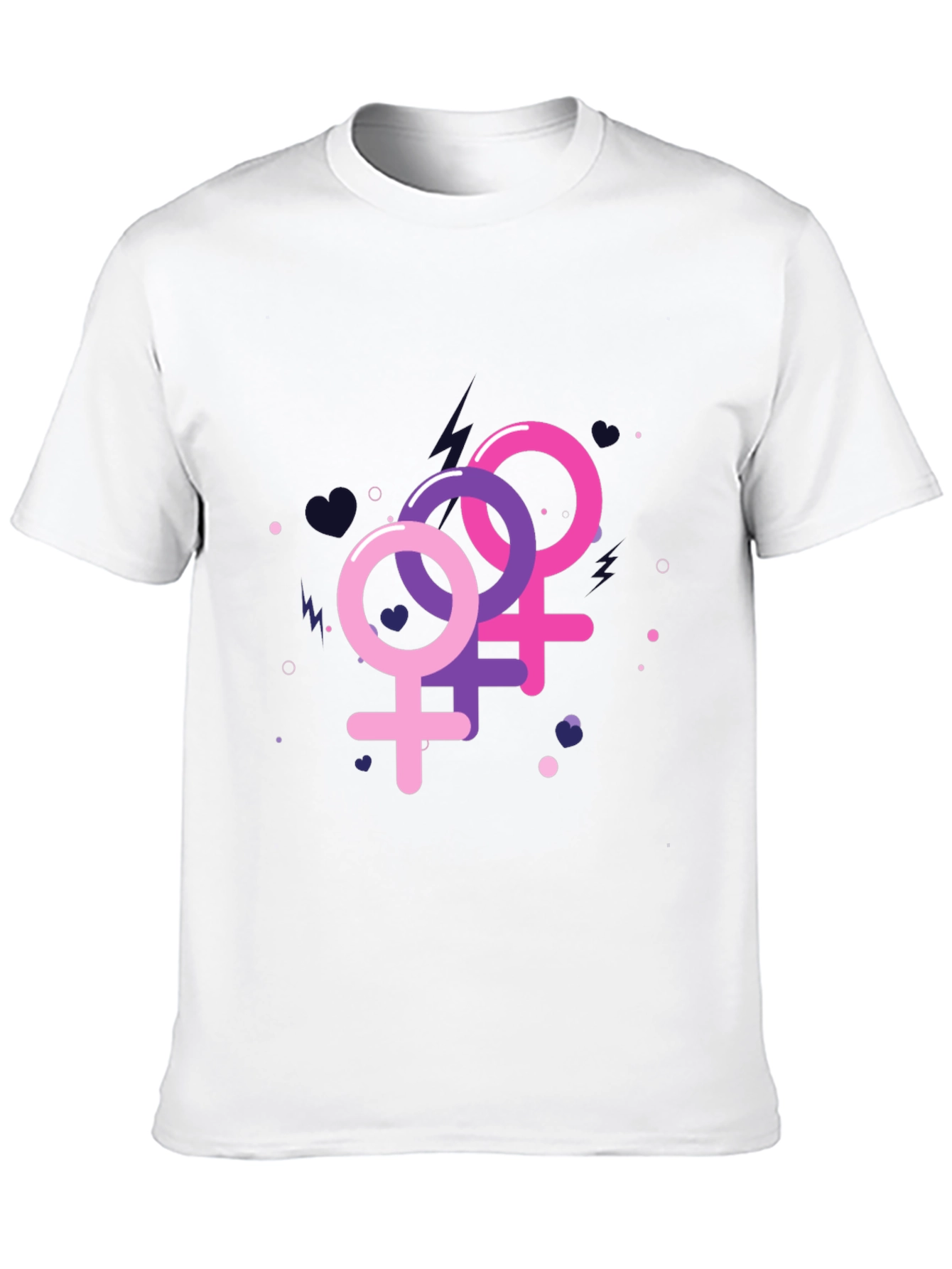 Feminine Symbols Graphic Tee - Black Cotton Shirt