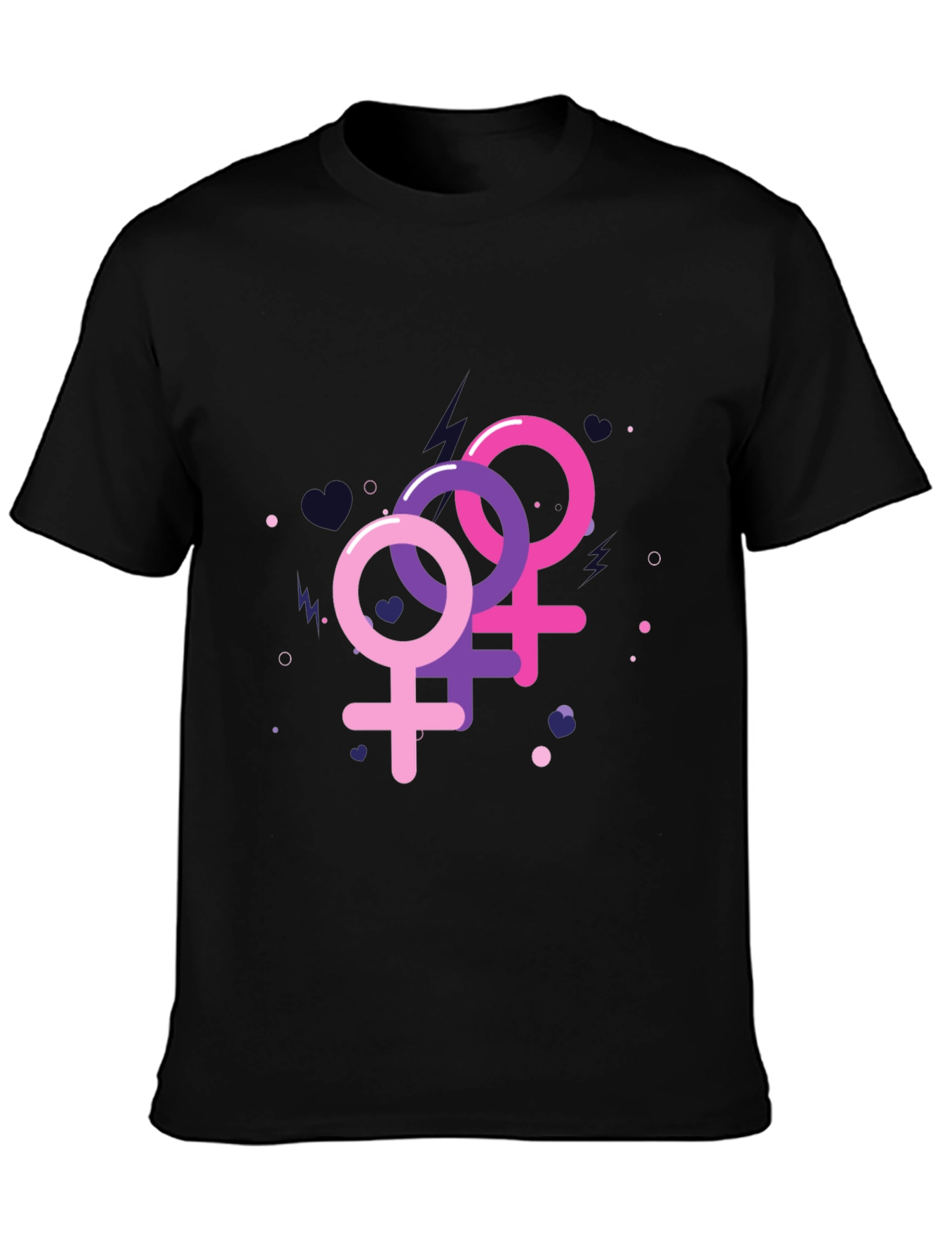 Feminine Symbols Graphic Tee - Black Cotton Shirt
