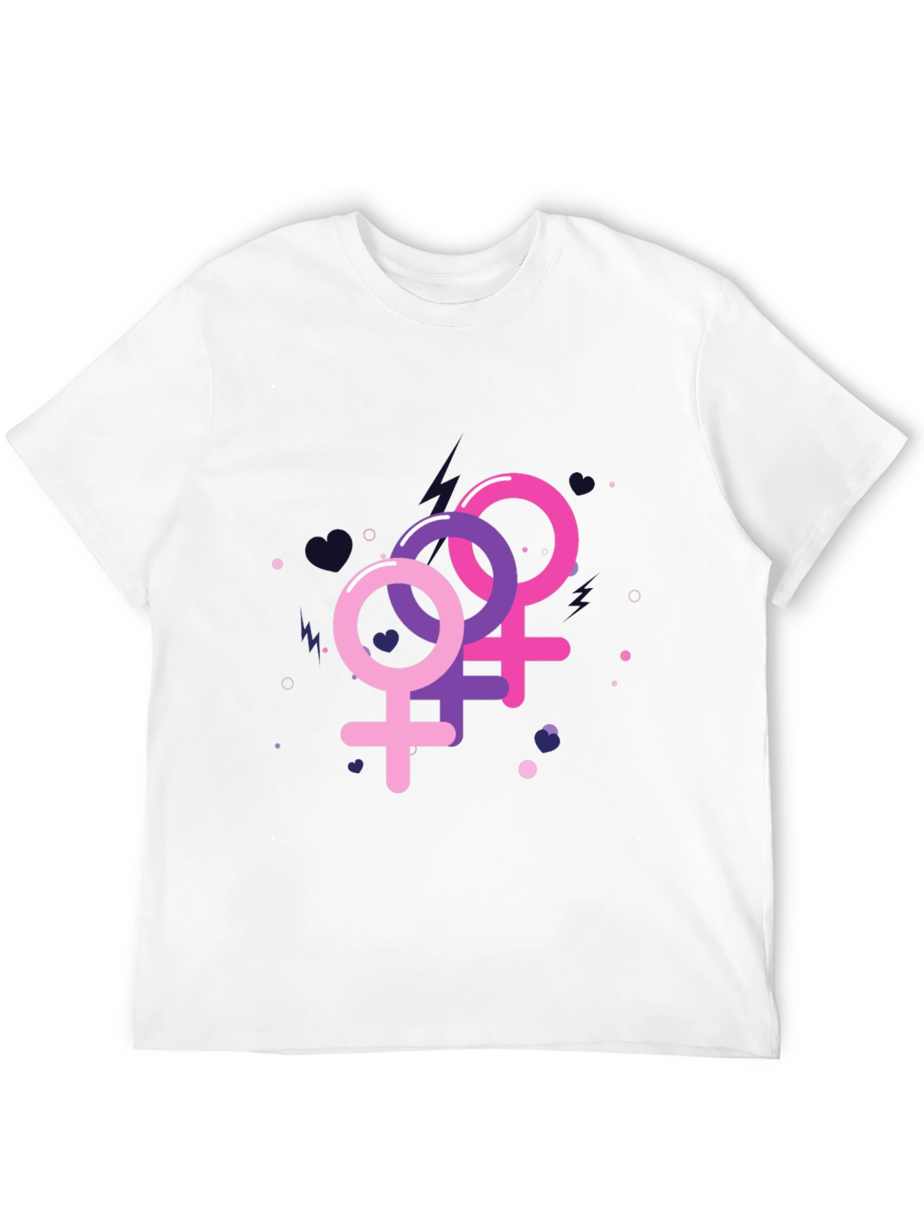 Feminine Symbols Graphic Tee - Black Cotton Shirt