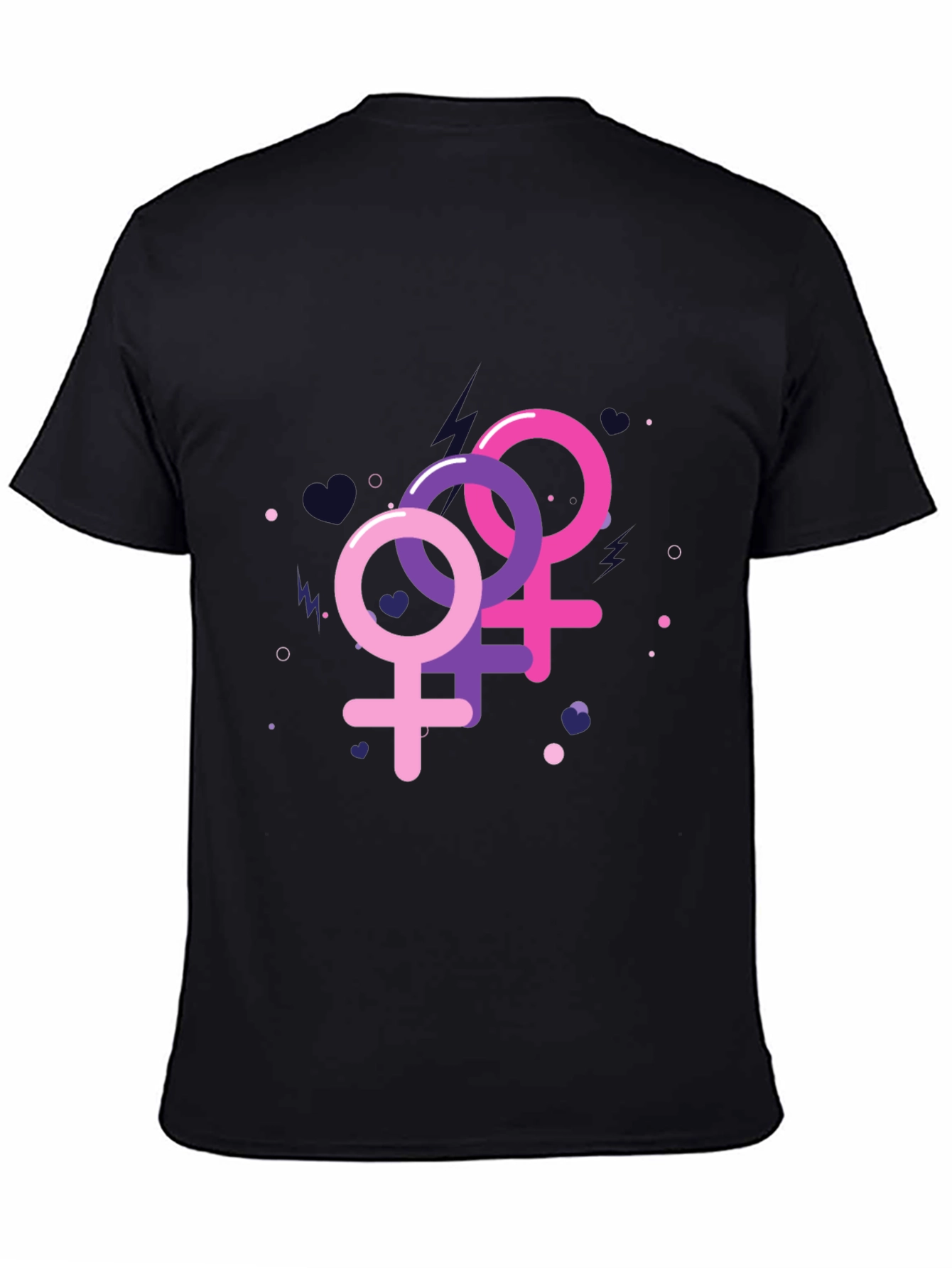 Feminine Symbols Graphic Tee - Black Cotton Shirt