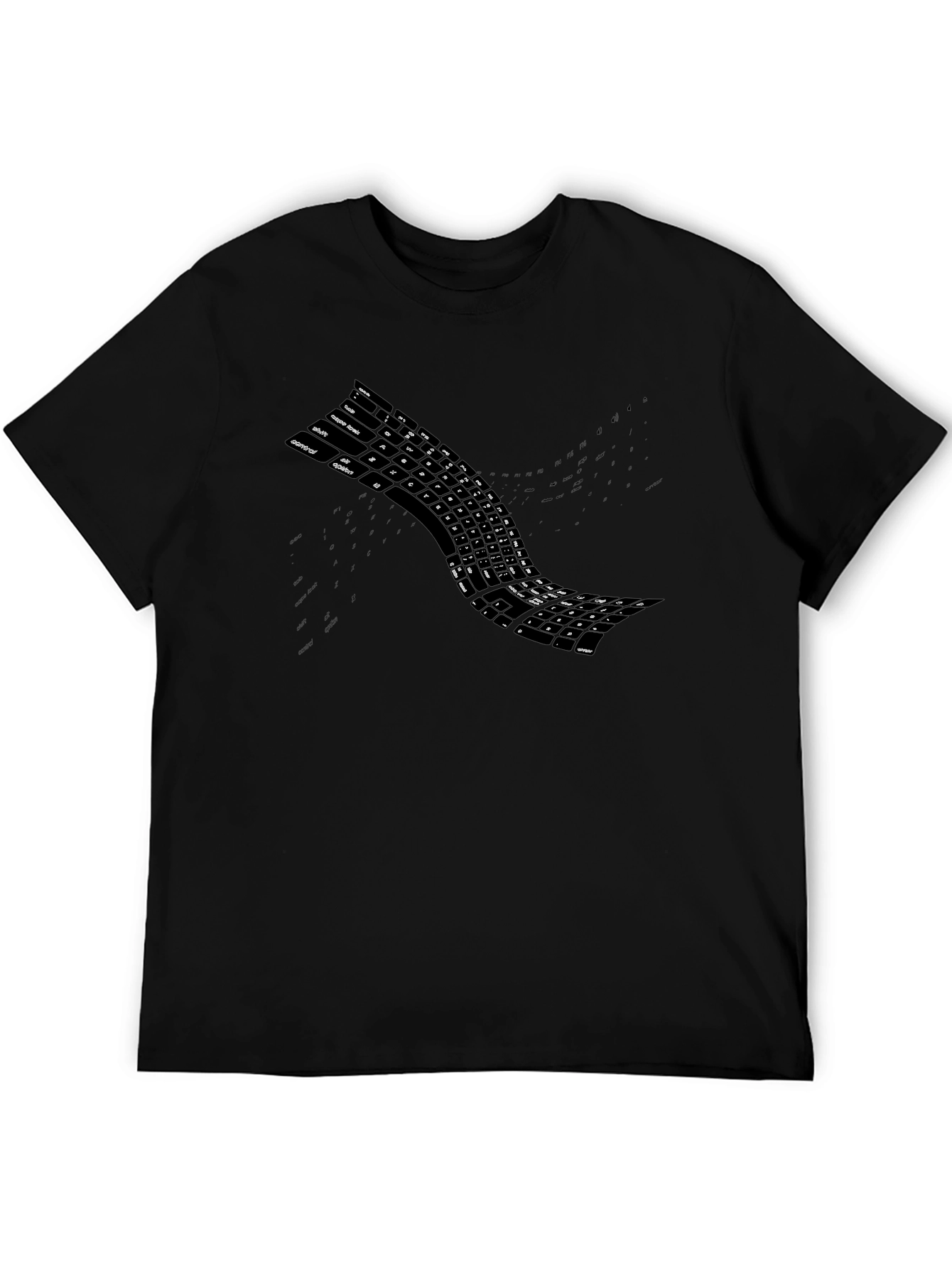 Keyboard Wave Mens Black T-Shirt