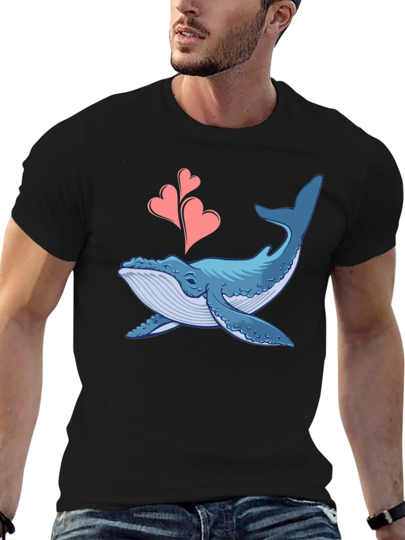 Whale Love Graphic Tee - Black Cotton T-Shirt