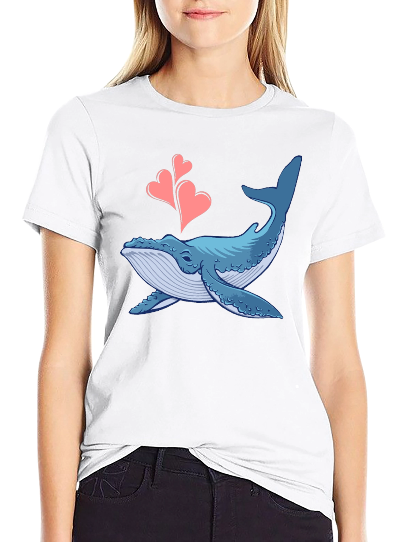 Whale Love Graphic Tee - Black Cotton T-Shirt