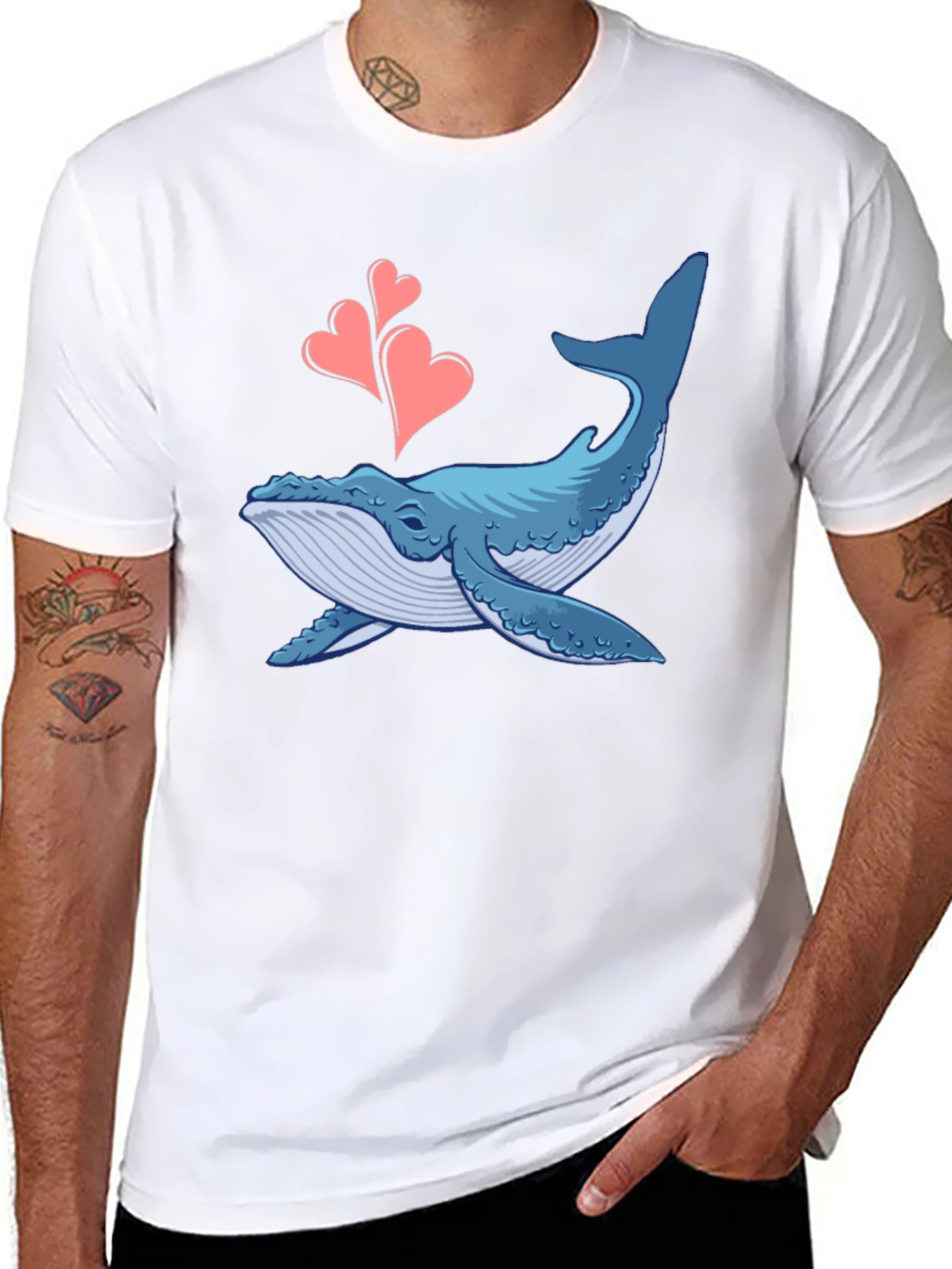 Whale Love Graphic Tee - Black Cotton T-Shirt