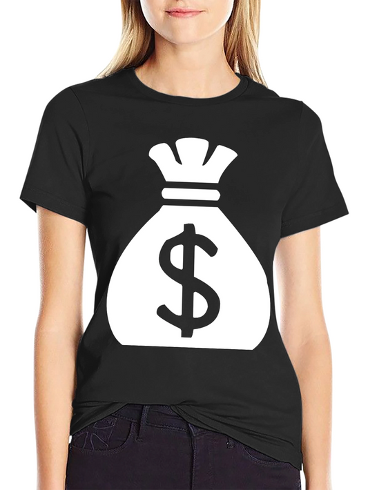 Money Bag Graphic Tee - Black Cotton T-Shirt