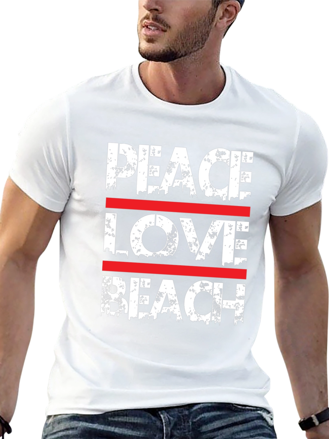 Peace Love Beach Graphic Tee - Mens Black T-Shirt
