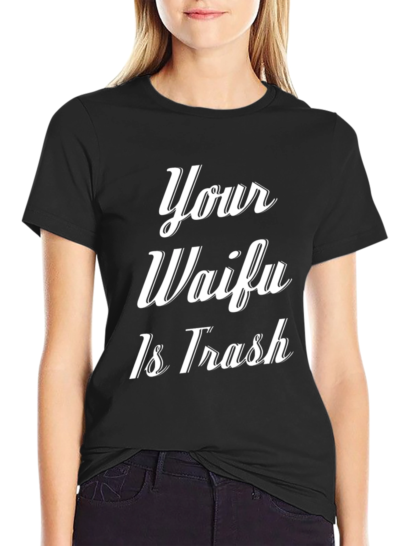 Your Waifu Is Trash Graphic Tee - Black