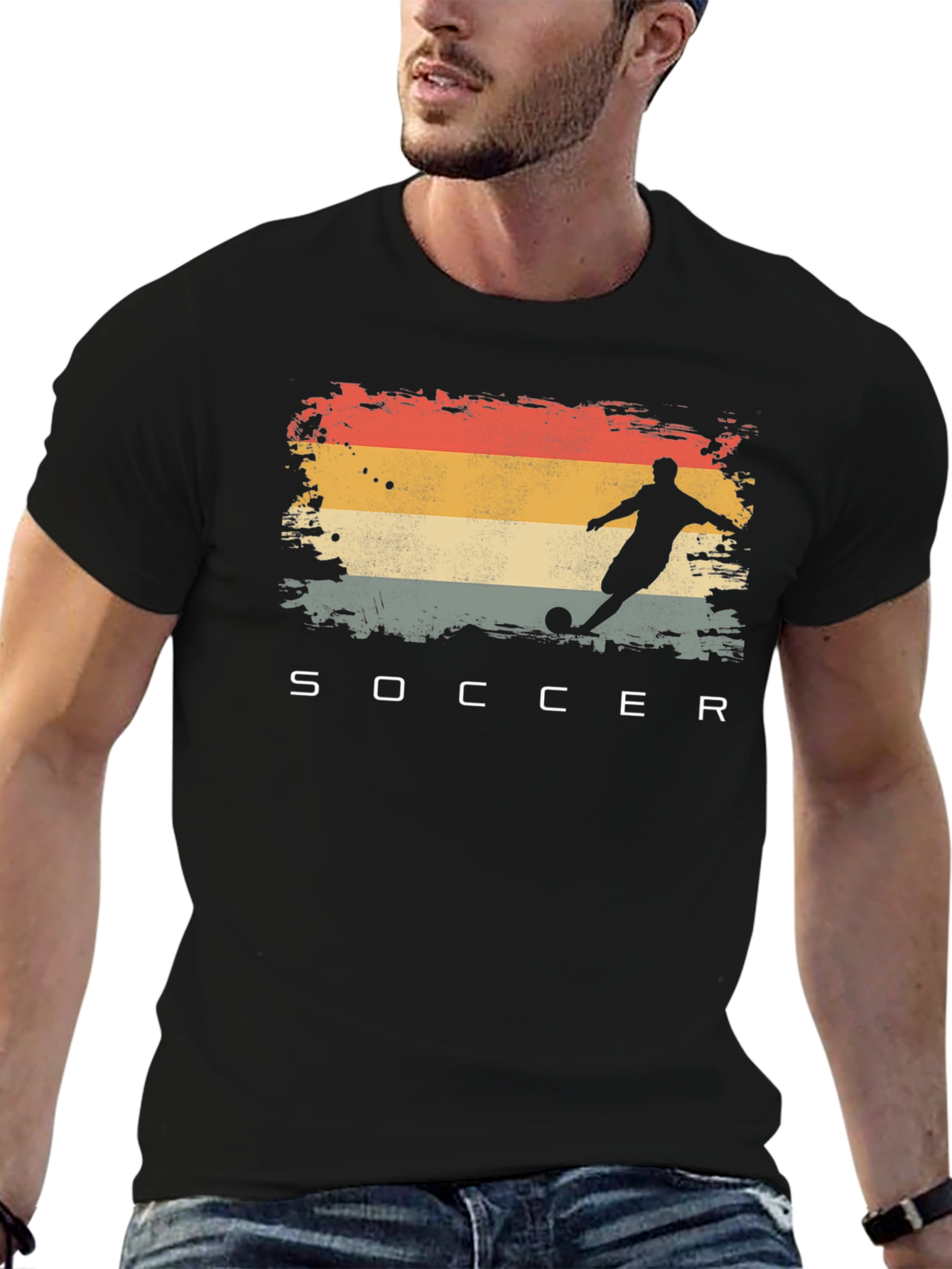 Retro Soccer Player Graphic T-Shirt