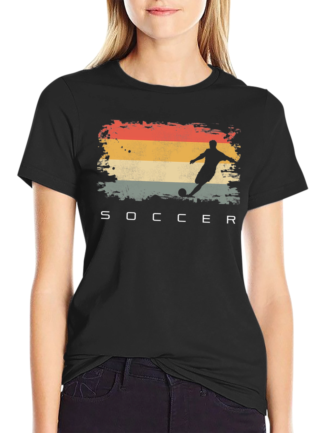 Retro Soccer Player Graphic T-Shirt