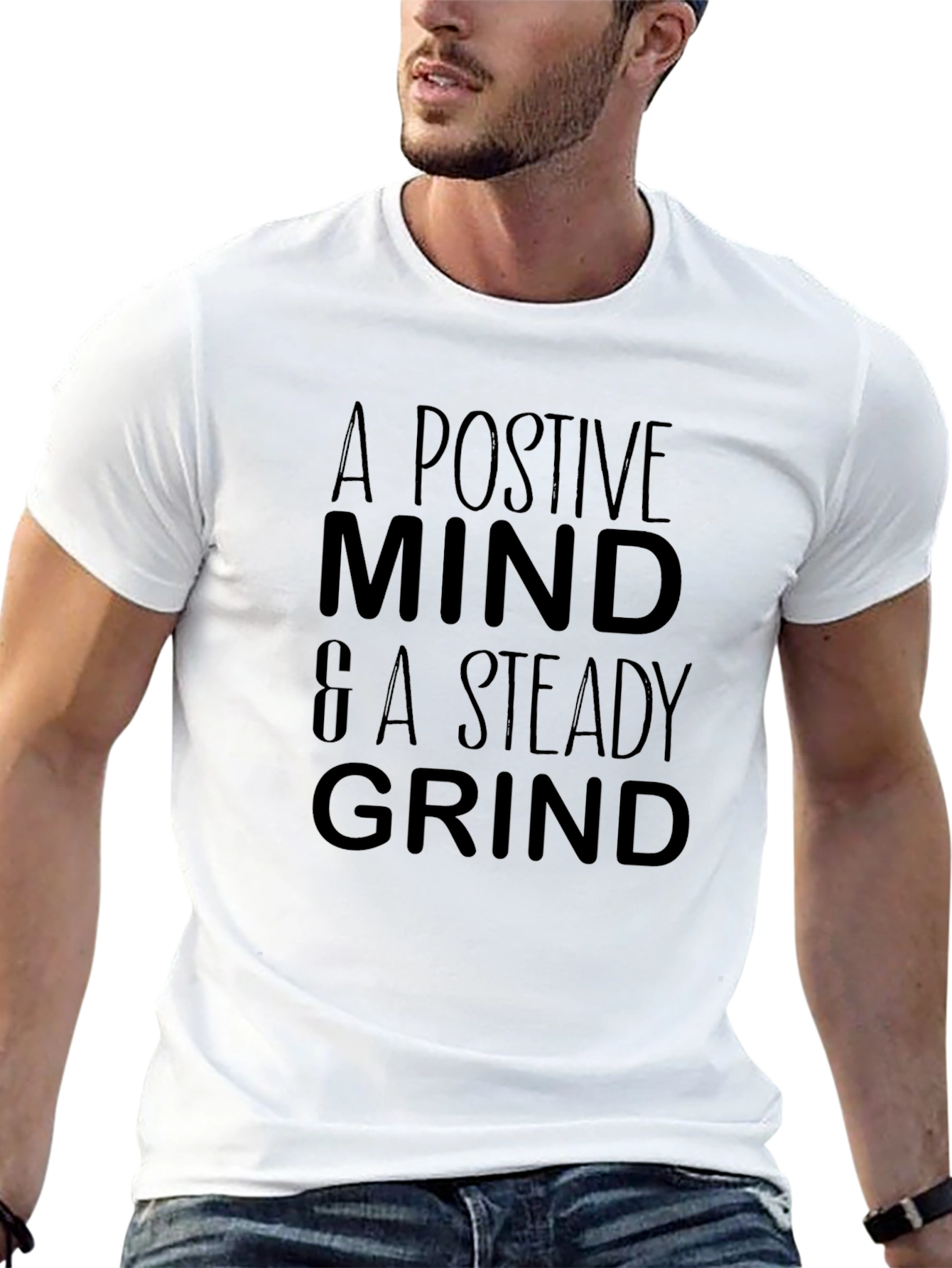 Positive Mind & Steady Grind Black Graphic Tee