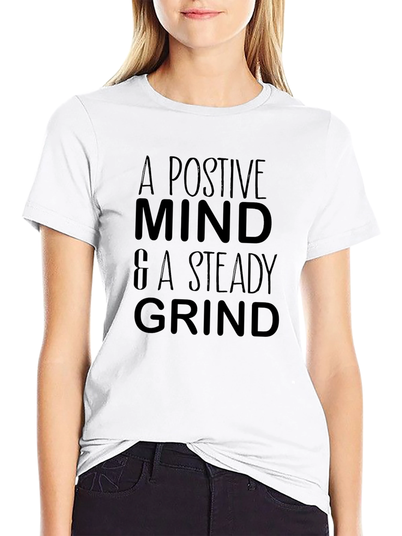 Positive Mind & Steady Grind Black Graphic Tee