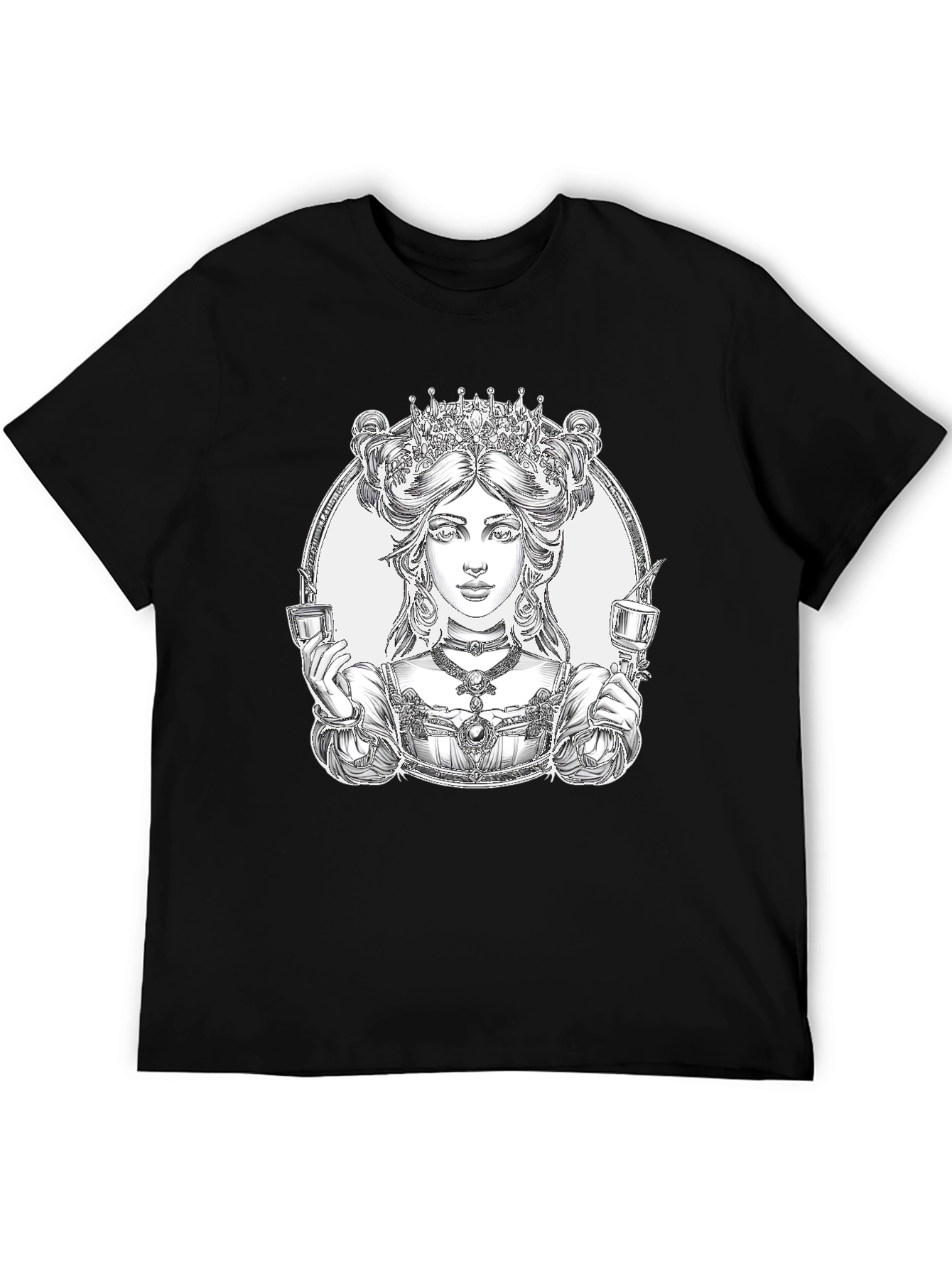 Queen of Cups Graphic Tee - Black Cotton Blend