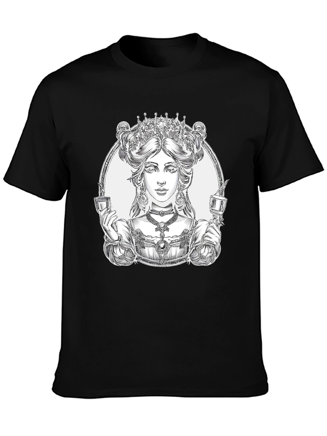 Queen of Cups Graphic Tee - Black Cotton Blend