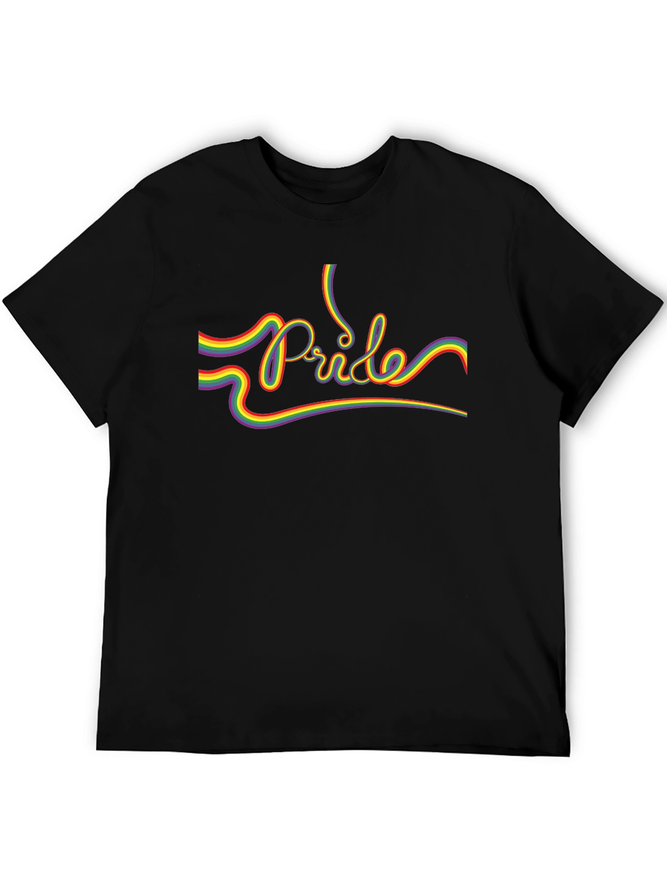 Pride Rainbow Graphic Tee - Black Cotton Unisex