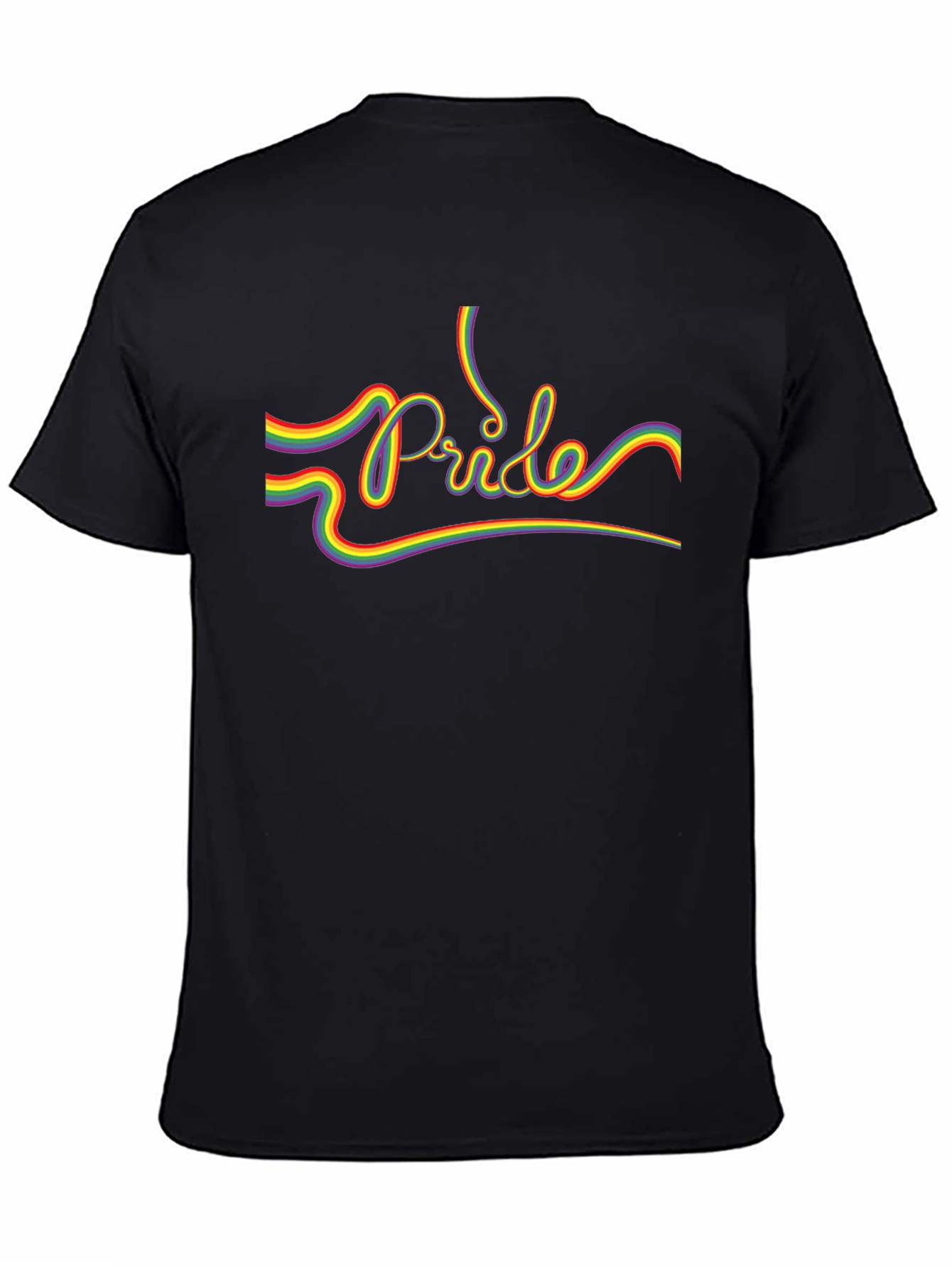 Pride Rainbow Graphic Tee - Black Cotton Unisex