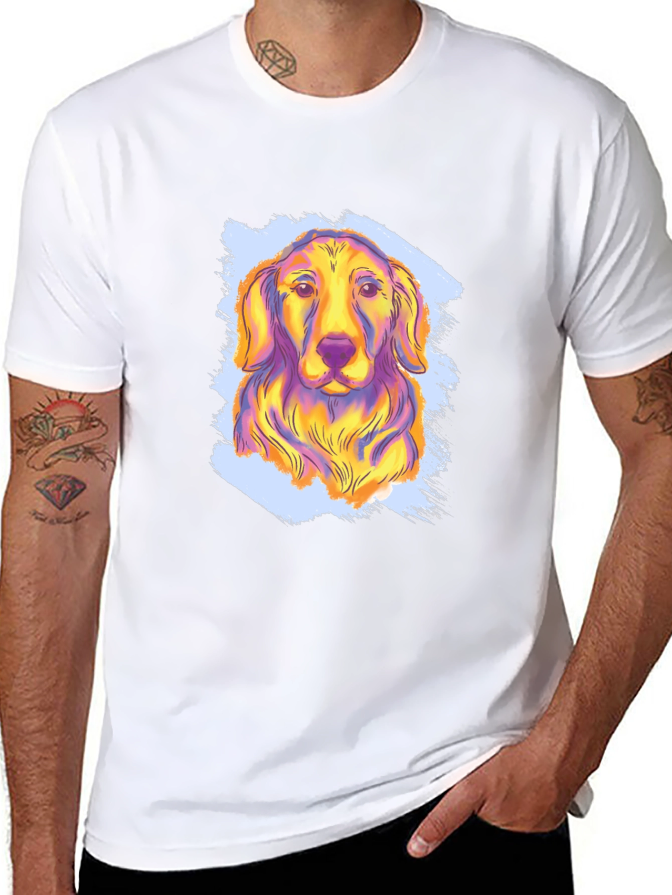 Vibrant Dog Graphic Tee - Soft Cotton Blend