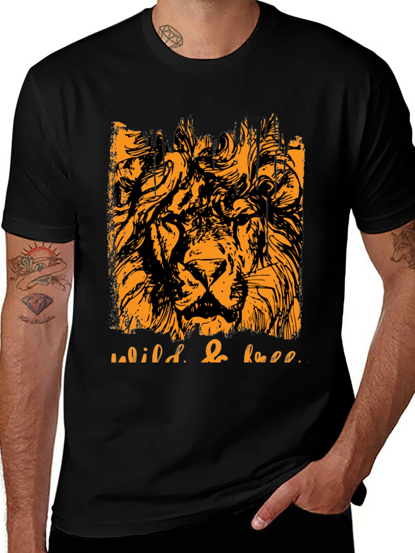 Wild & Free Lion Graphic Tee - Black