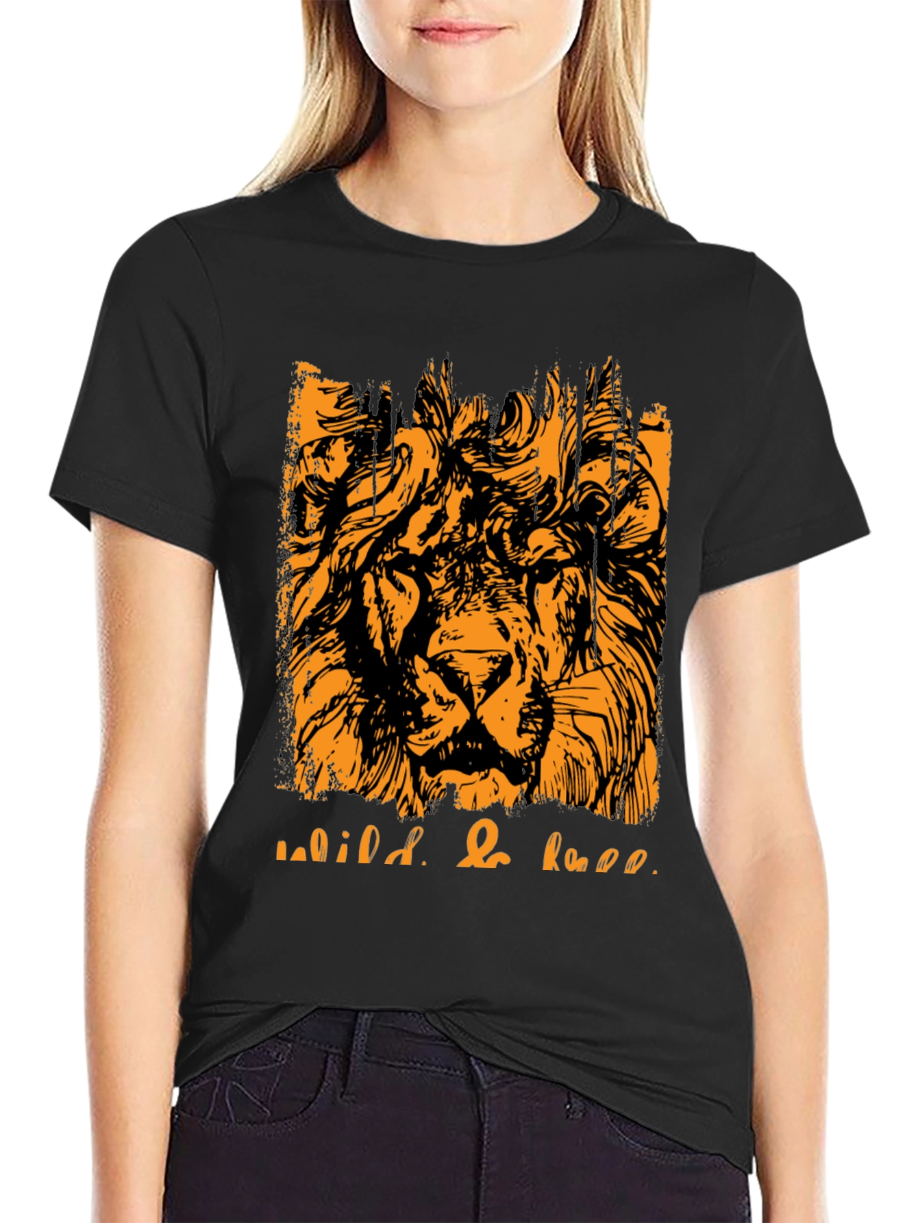 Wild & Free Lion Graphic Tee - Black