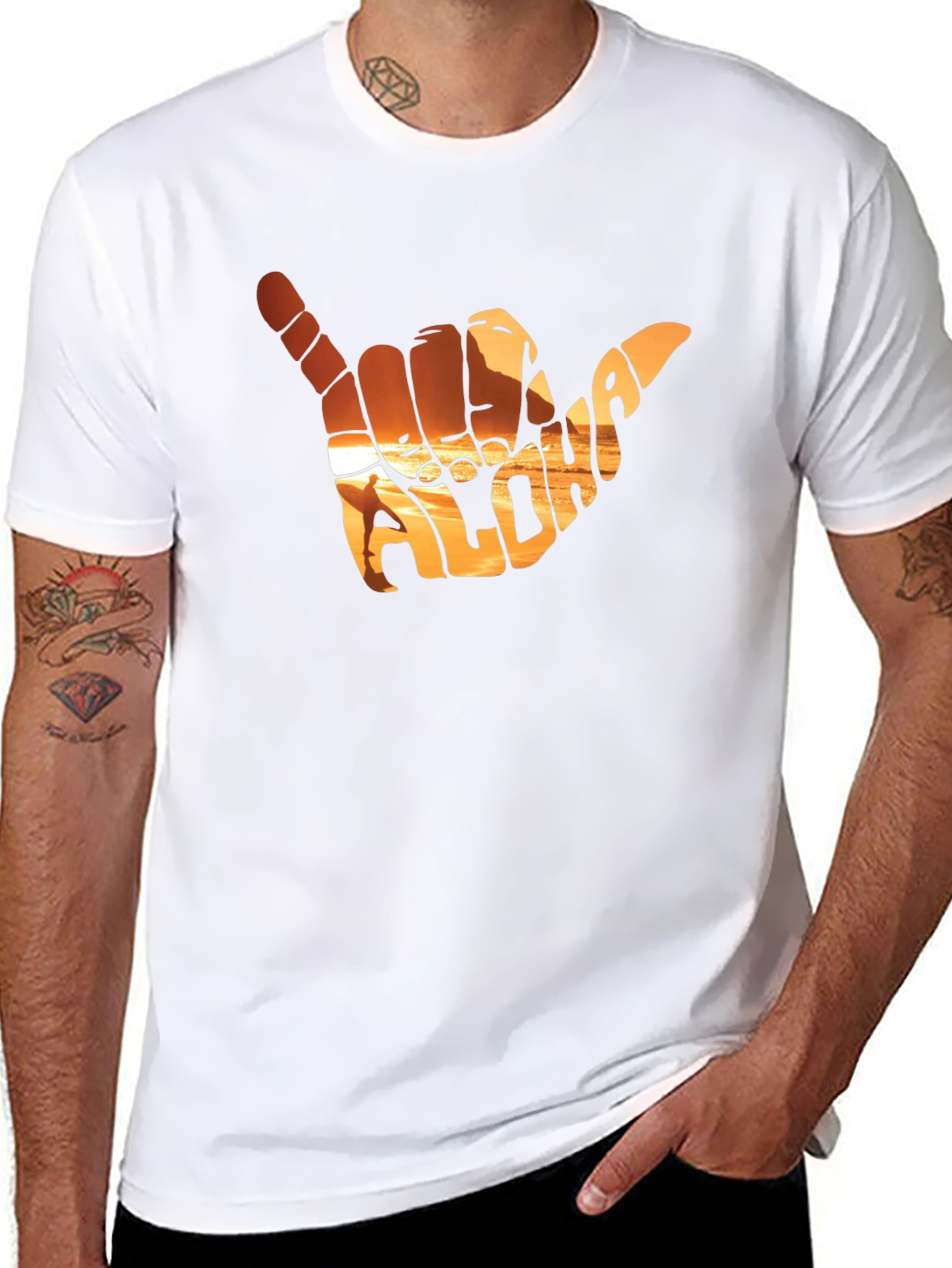 Aloha Shaka Hand T-Shirt - Sunset Graphic Tee