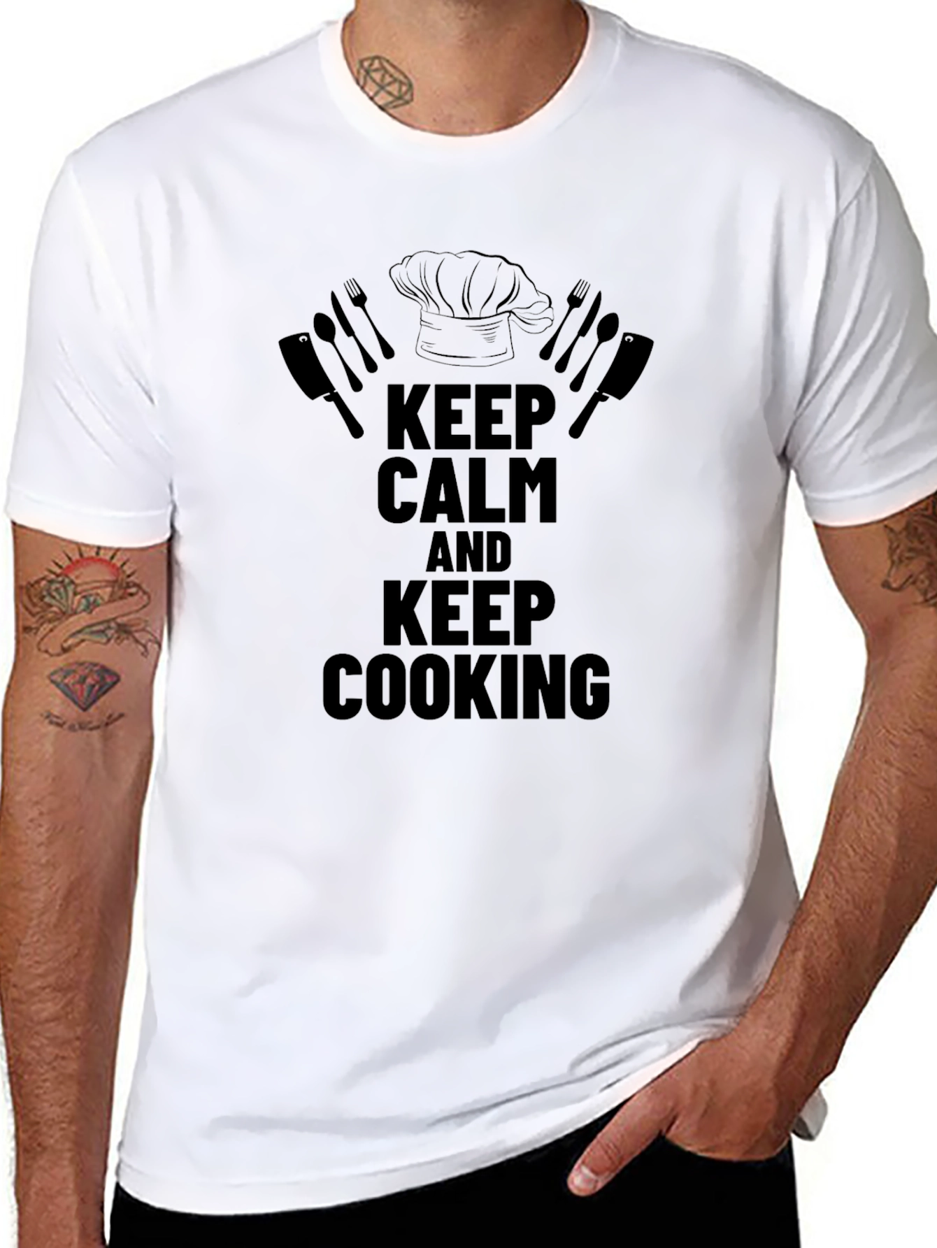 Keep Calm and Keep Cooking T-Shirt - Black