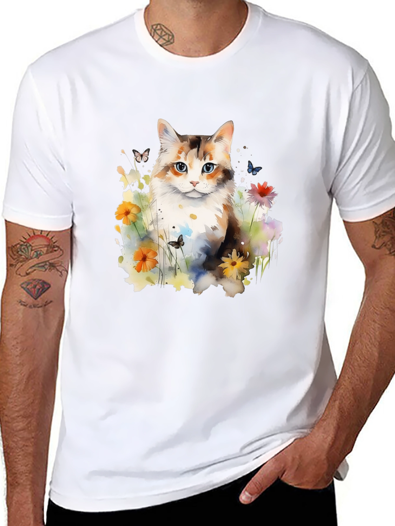 Cat & Floral Graphic Tee