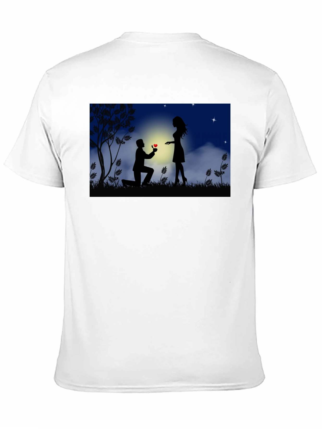 Romantic Proposal Silhouette Black T-Shirt