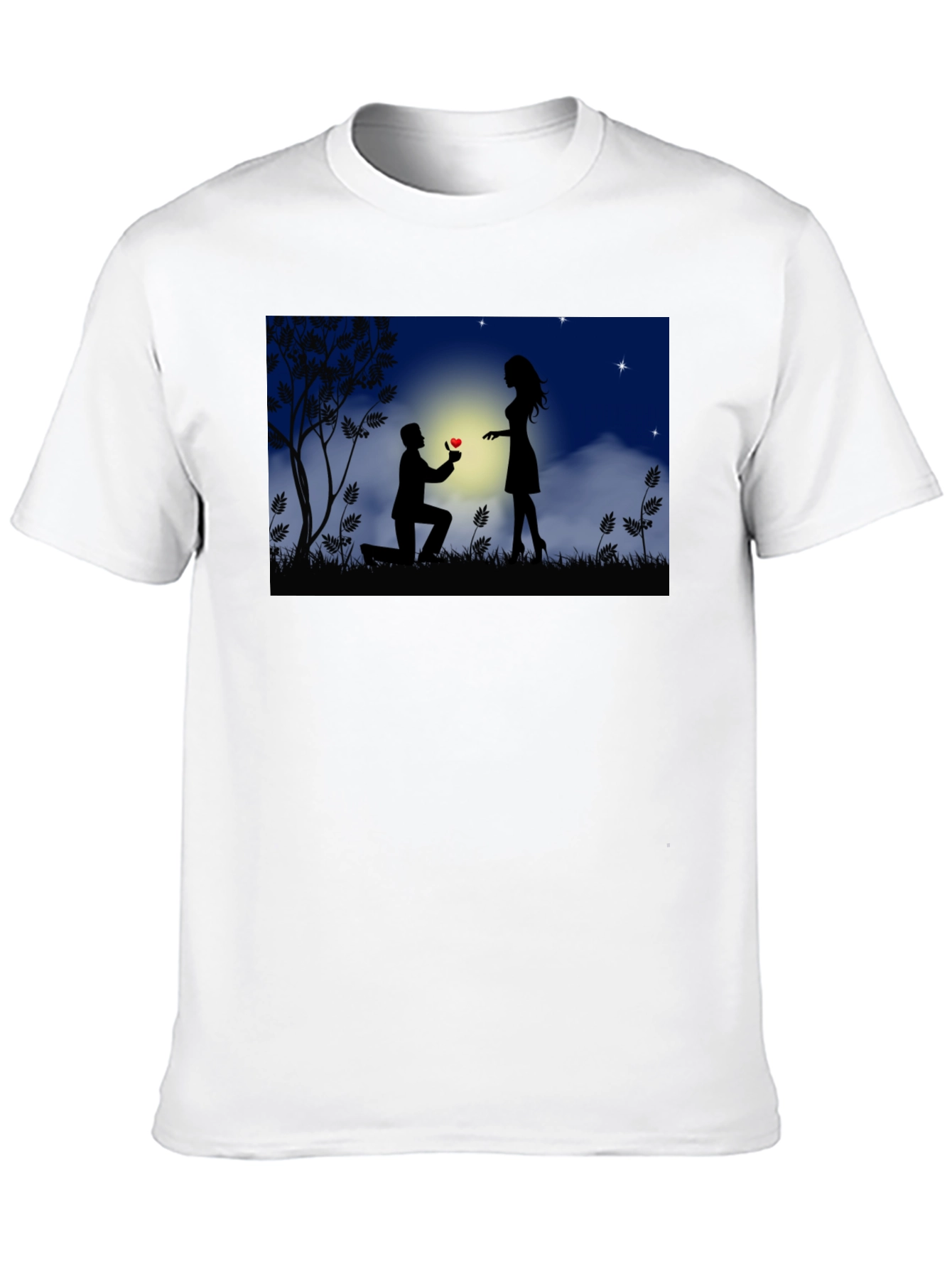 Romantic Proposal Silhouette Black T-Shirt