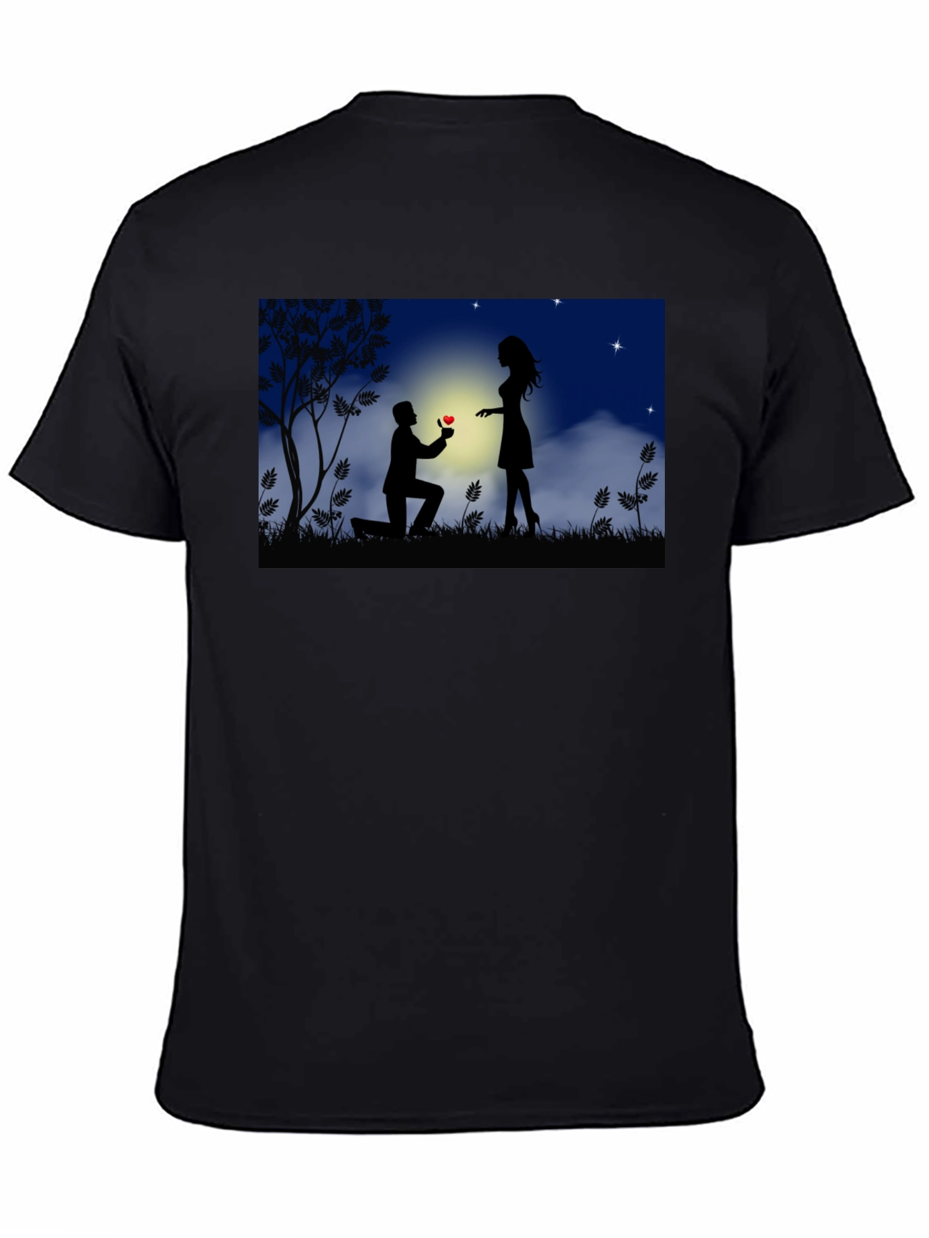 Romantic Proposal Silhouette Black T-Shirt
