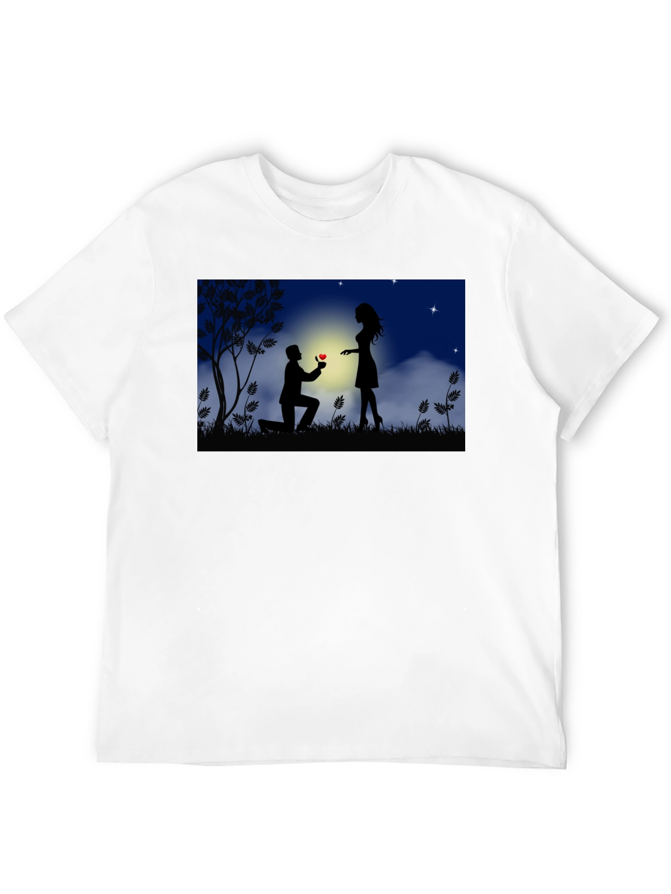 Romantic Proposal Silhouette Black T-Shirt
